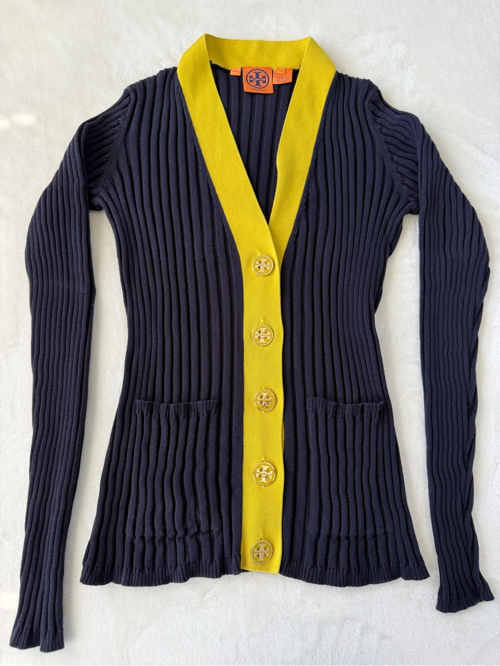 Tory Burch Navy Ribbed V-Neck / Simone Cardigan